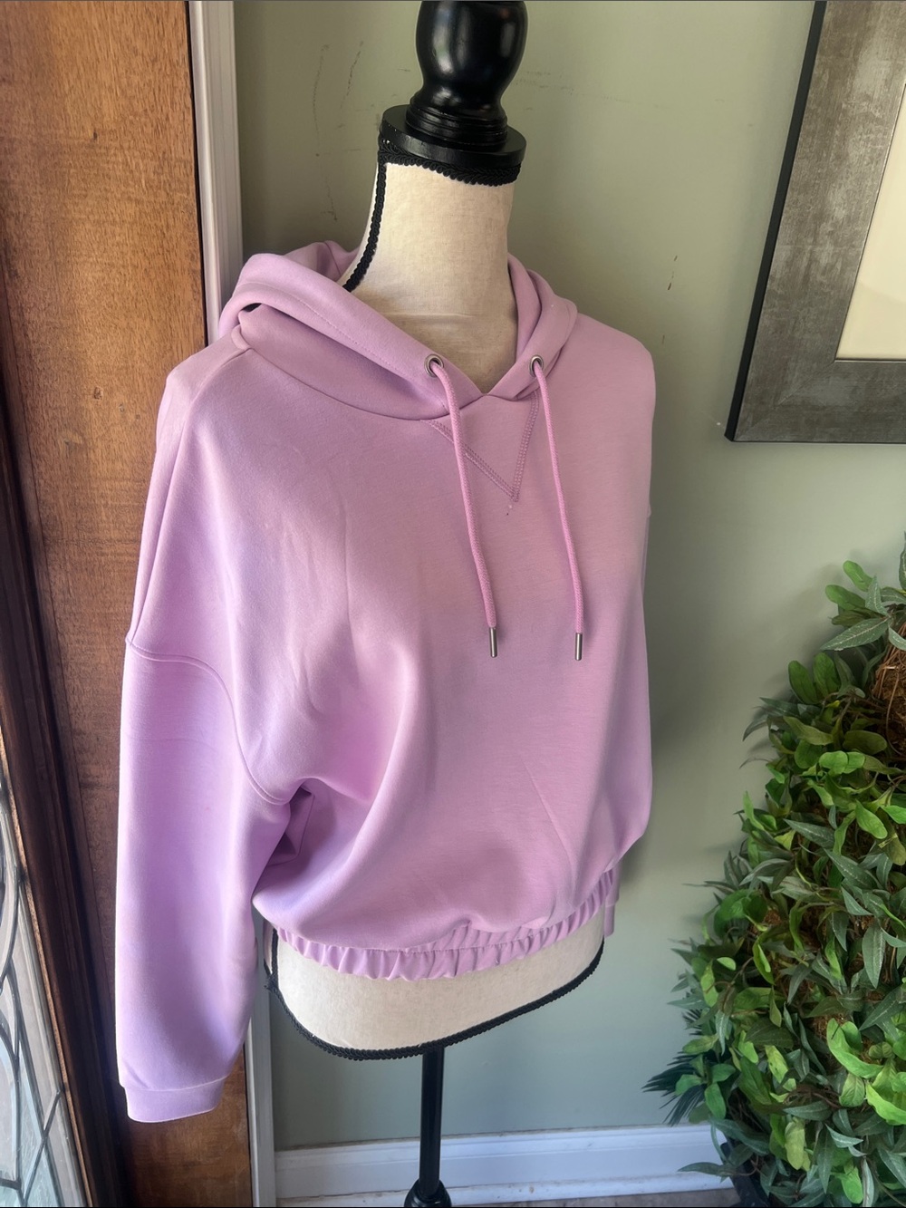 Cropped Lavender Drawstring Hoodie - Picture 7 of 13